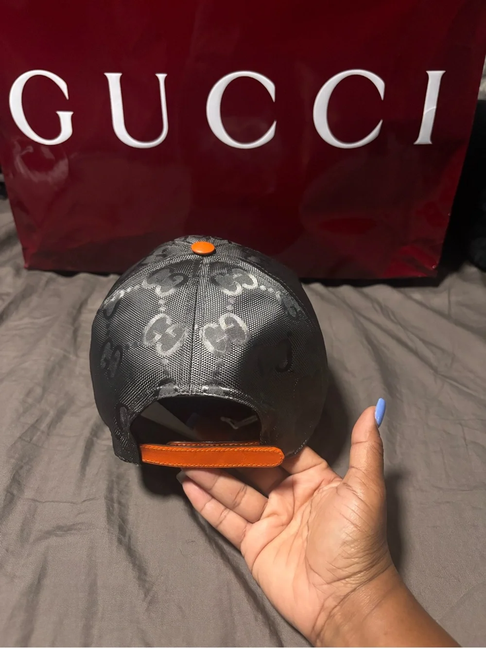 Gucci grey and black GG pattern Match Baseball Cap BNWT